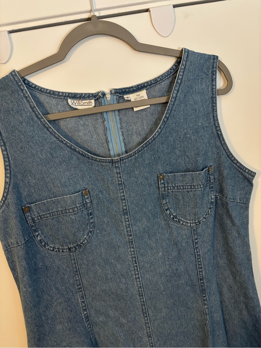 Vintage Willi Smith Sleeveless Denim Midi Dress - Blue - Picture 3 of 7